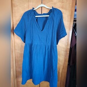 Old Navy Cotton Gauze Dress In Teal Sizr Large